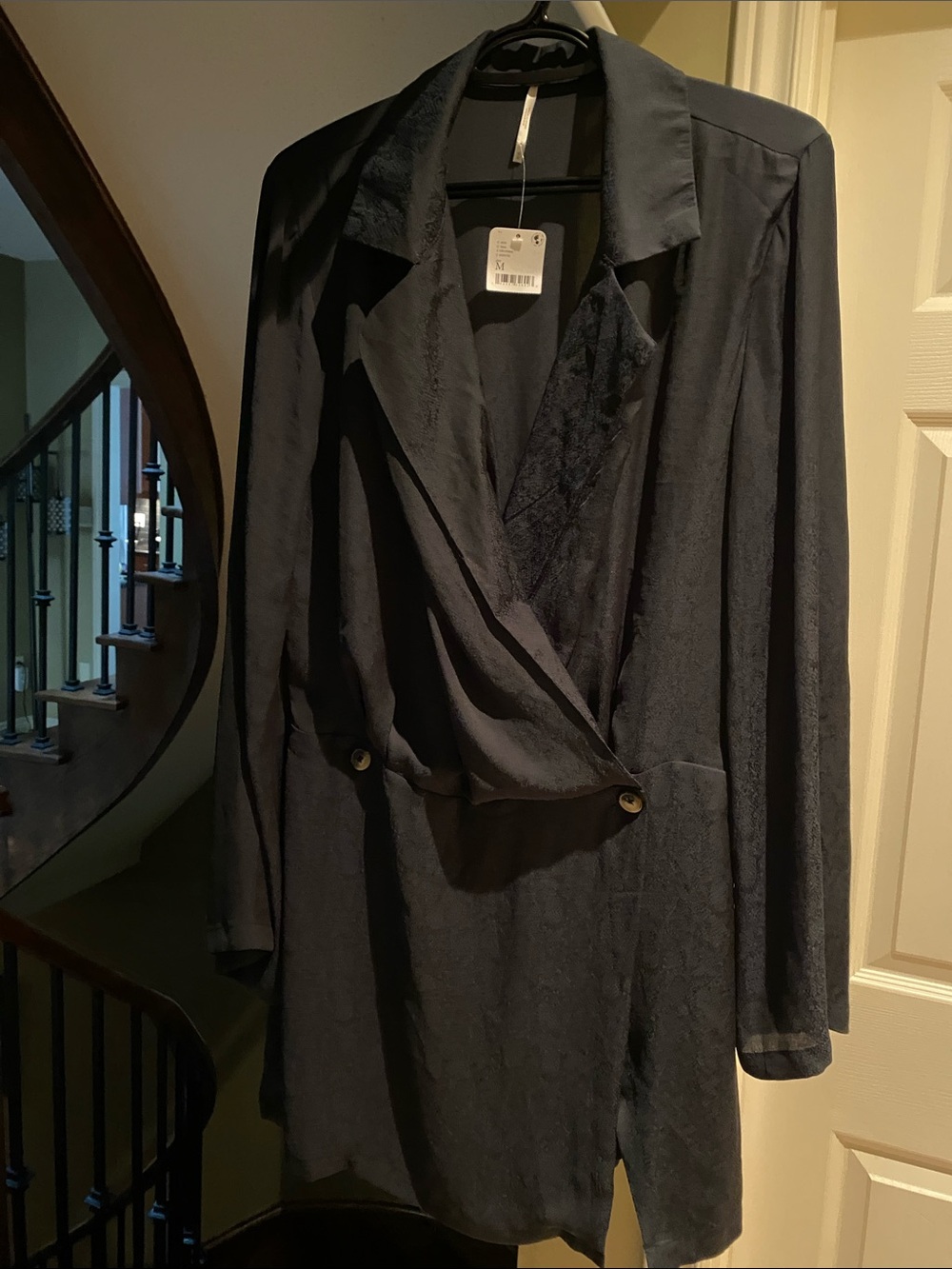 Free People Black Draped Blazer-Style Mini Dress